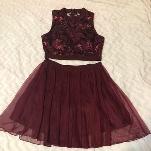 Maroon Two Piece Dress